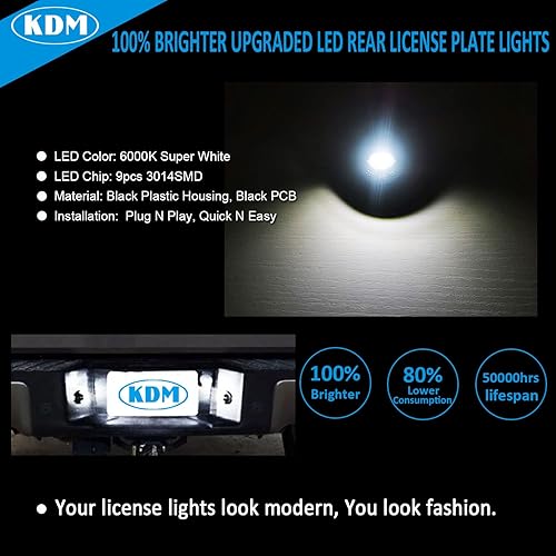 Miniatura 2 de KDM Luces LED para placa de matrícula para Ford F-150 F250 F350 F450 F550 Heavy Duty Ranger Explorer Bronco Excursion Expedition - Lámpara de