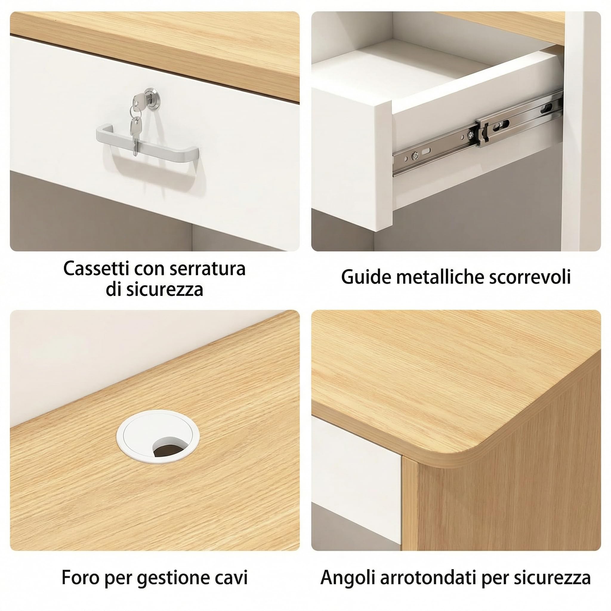 Bancone cassa piccolo e moderno Dotato di luci LED Cassetti con serratura per garantire la sicurezza degli oggetti di valore Ideale per negozi, centri estetici e parrucchieri.Color bianco 95*45*100/14