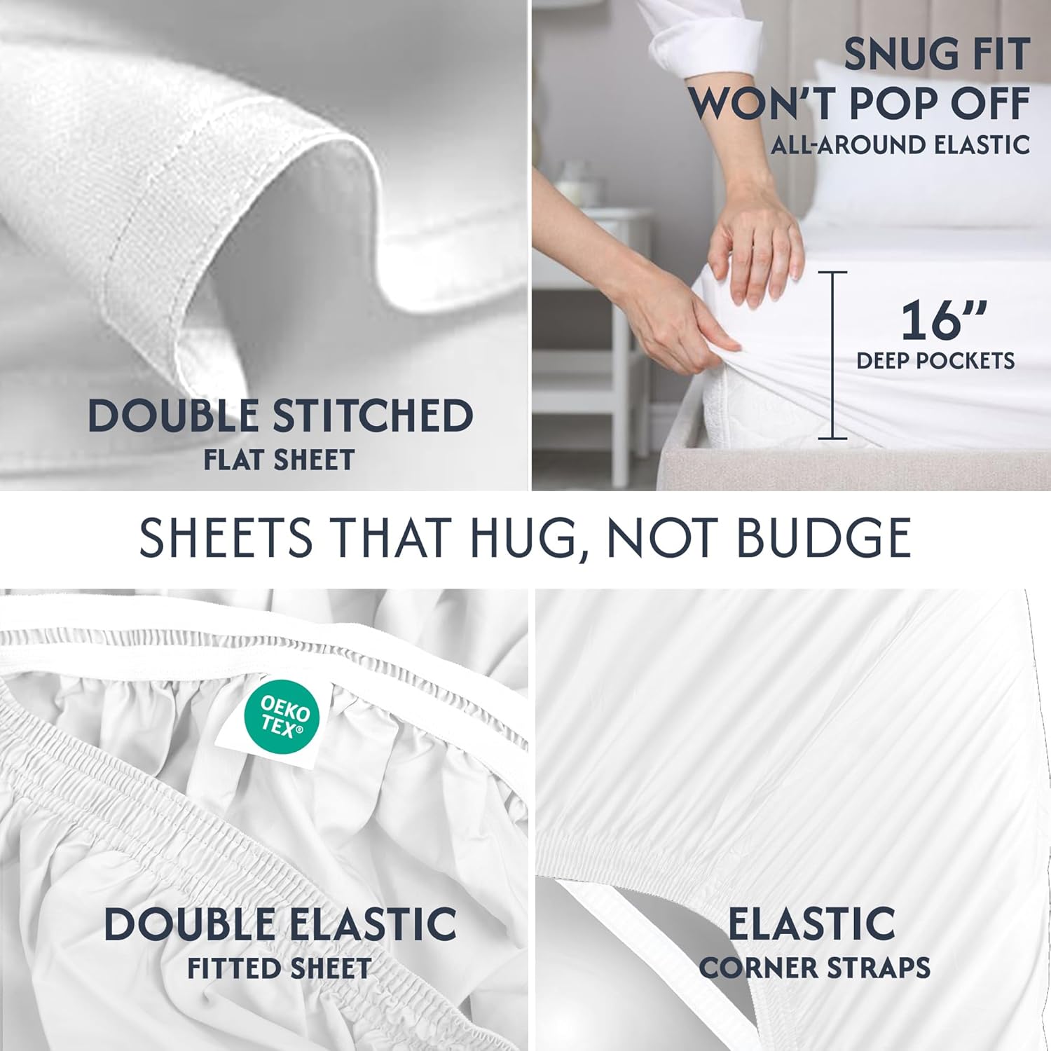 100% Cotton Percale Sheets Full Size - Cool & Crisp Hotel Feeling, Breathable, Softer After Each Wash, Fitted Sheets with Deep Pockets, Double-Elastic & Corner Straps, Z-Hem Luxury Stitching