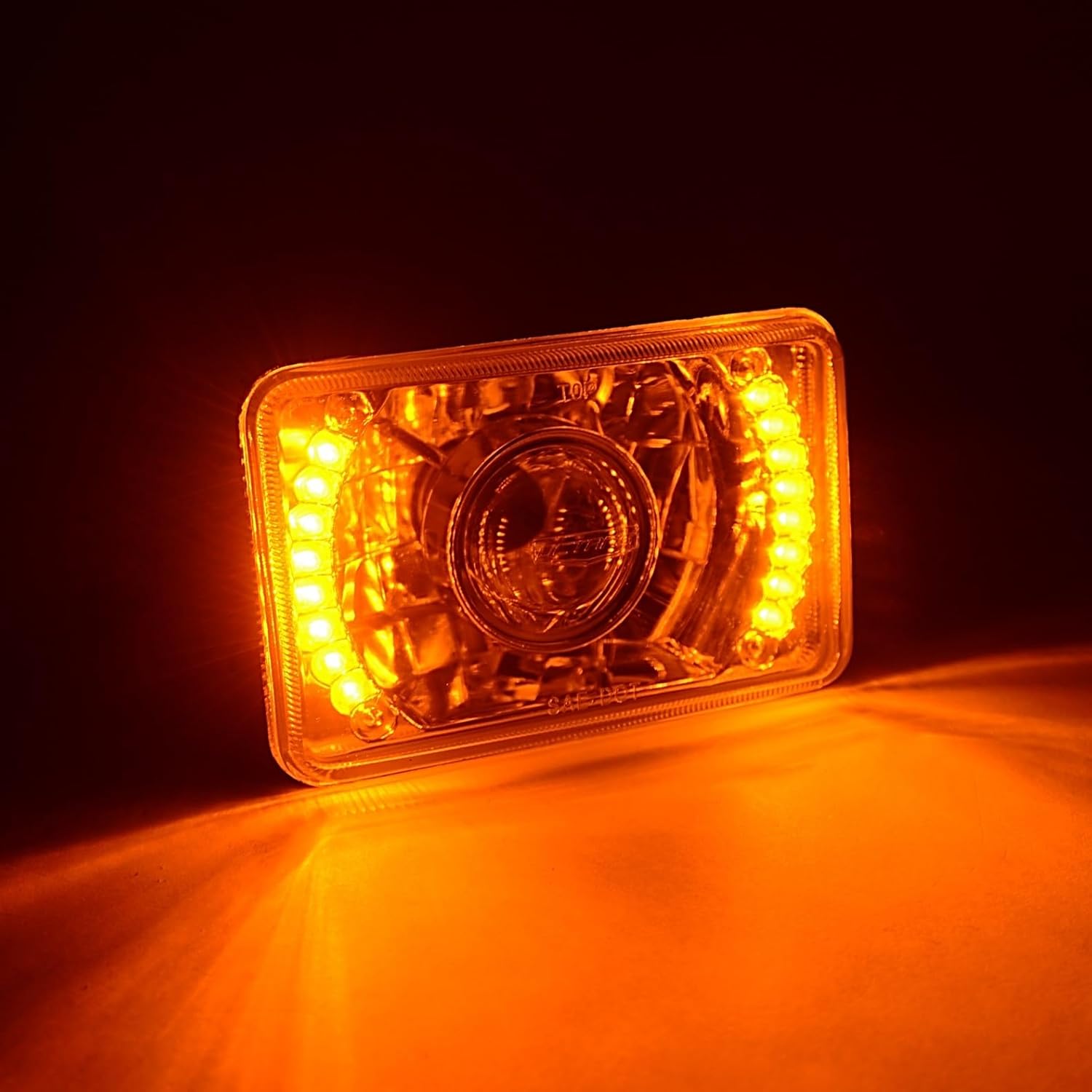 Octane Lighting 4X6 Amber Led Halo Projector Halogen Headlight Headlamp Bulbs Crystal Clear Set