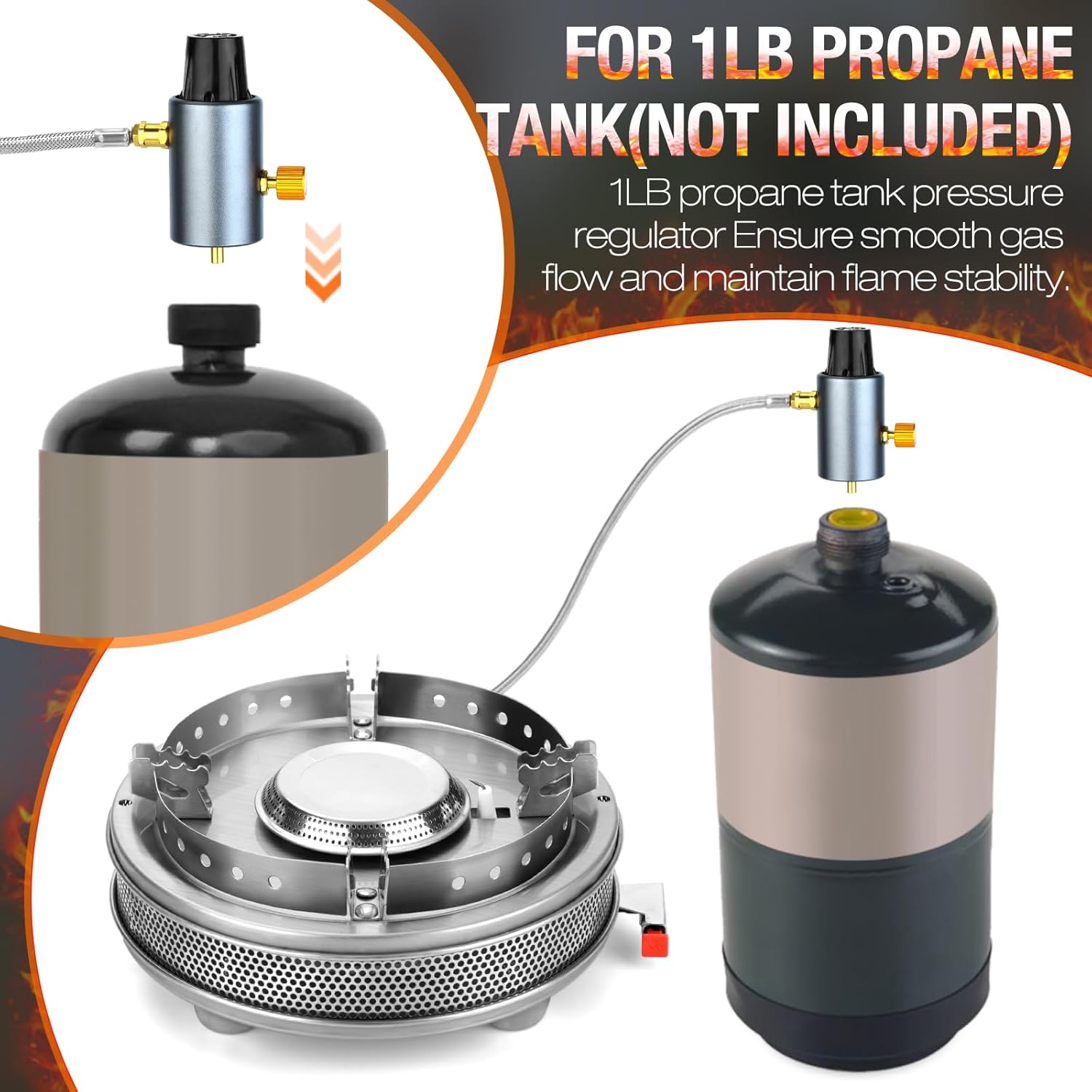Propane Camping Stove, Portable Camp Gas Stove 13500BTU Burners with Piezo Ignition, Carrying Bag