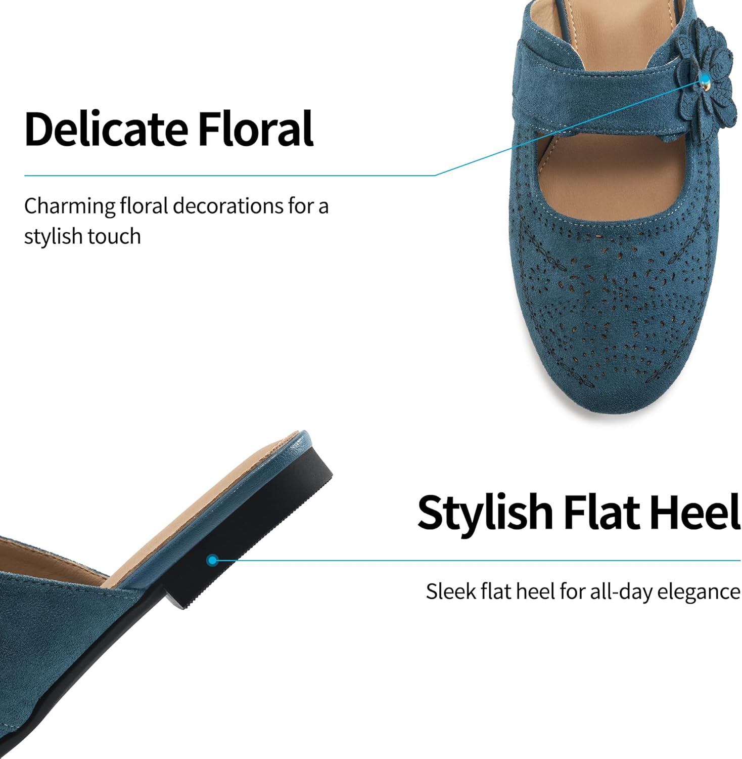 Aomigoct Mules for Woman Flats Comfortable: Round Toe Slip On Womens Mules Casual Fashion Work Shoes - Image 5