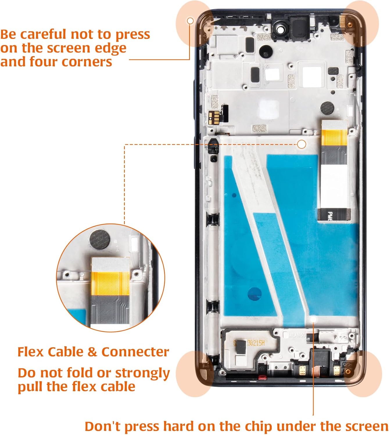 for Motorola Moto G Stylus 5G 2022 6.8" LCD with Steel Blue Frame Screen Replacement LCD Display Touch Digitizer Screen Assembly XT2215-1 XT2215-4 XT2215-2 with Repair Tools