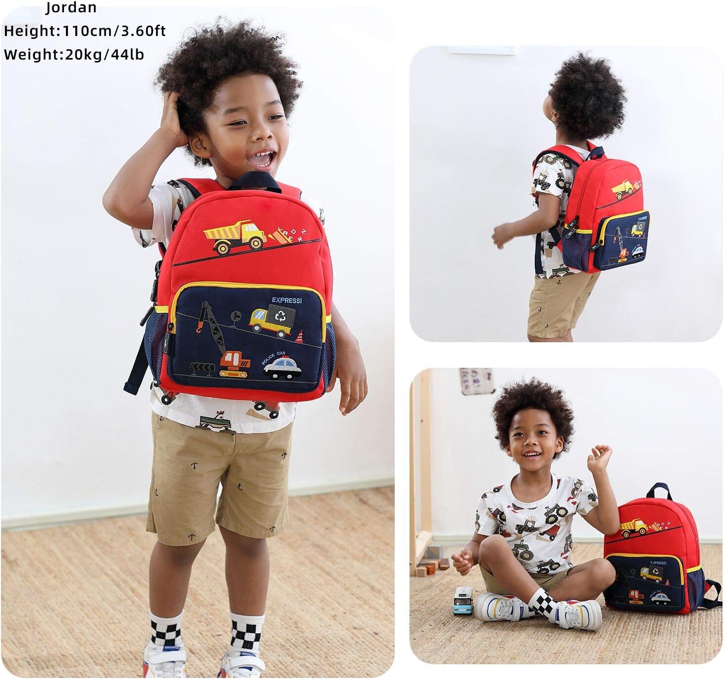 willikiva Car Dinosaur Kids Toddler Backpack for Boys and Girls Children Waterproof Preschool Bag(Bus) - Image 2