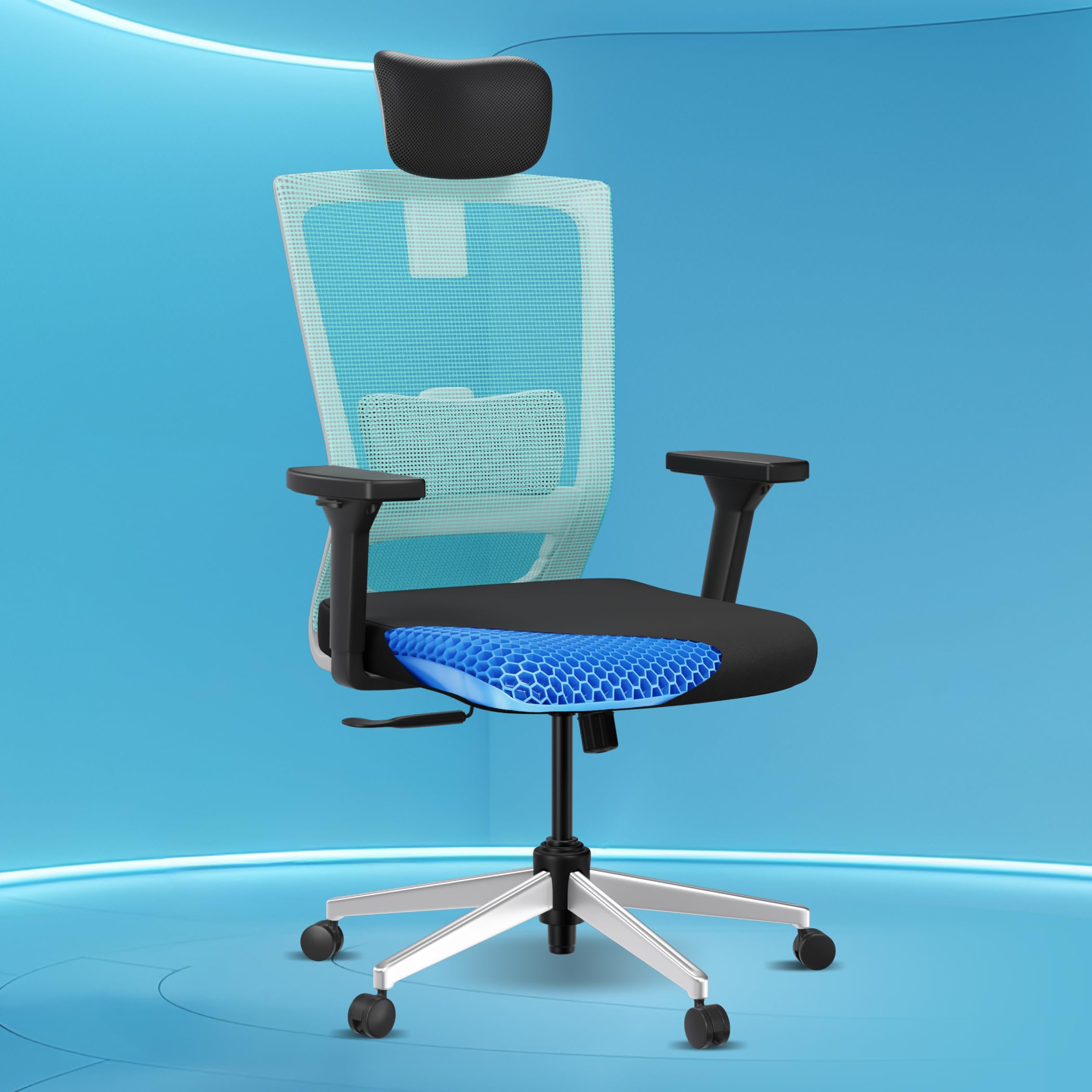 Sponsored Ad - The Sleep Company Stylux Premium Ergonomic Office Chair | Patented SmartGRID seat | SpinePro Lumbar Support | Work, Home, Study | Adjustable Armrests Headrest | Free Installation| Blue