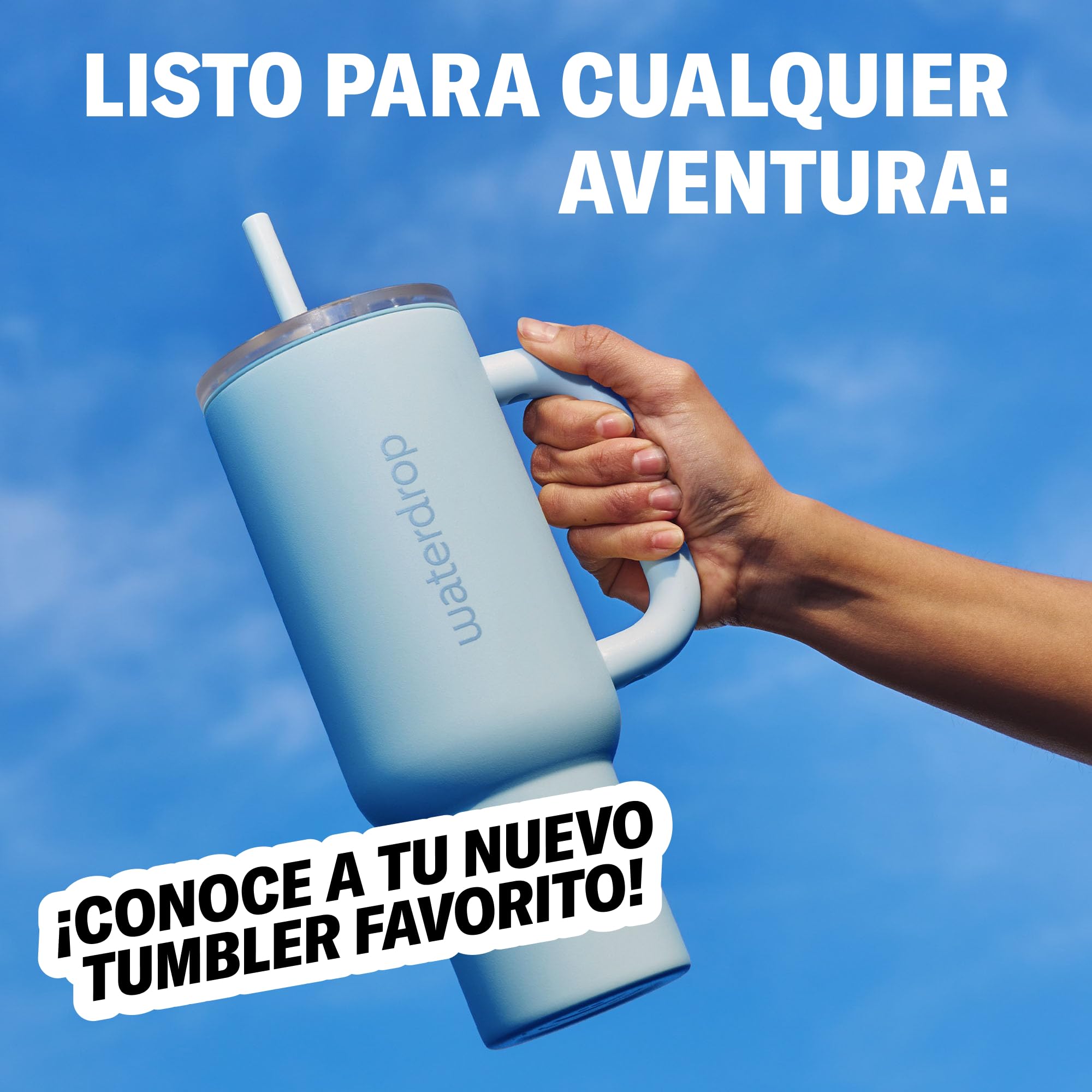 waterdrop® Botella Agua Acero Inoxidable 1.1 Litros - Thermo Conserva el Frío 12 Horas - con Pajita - Taza Térmica - Botella Térmica - Vaso Térmico