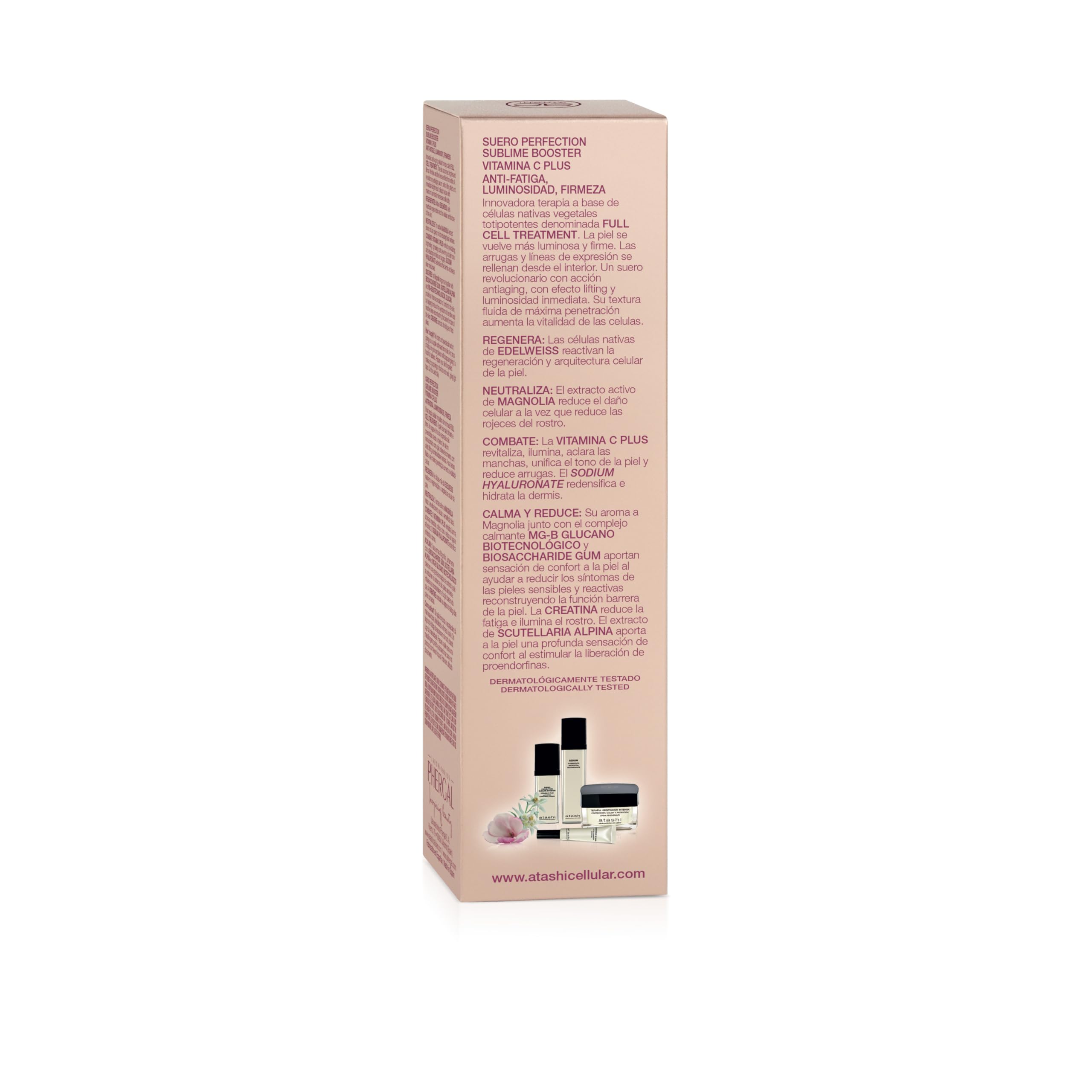 Atashi Firmeza y Luminosidad | Suero Perfection Sublime Booster | Revitaliza, Ilumina, Regenera, Antiarrugas y Lifting Inmediato | Con Ácido Hialurónico y Vitamina C | Apto Piel Sensible | 30 ml