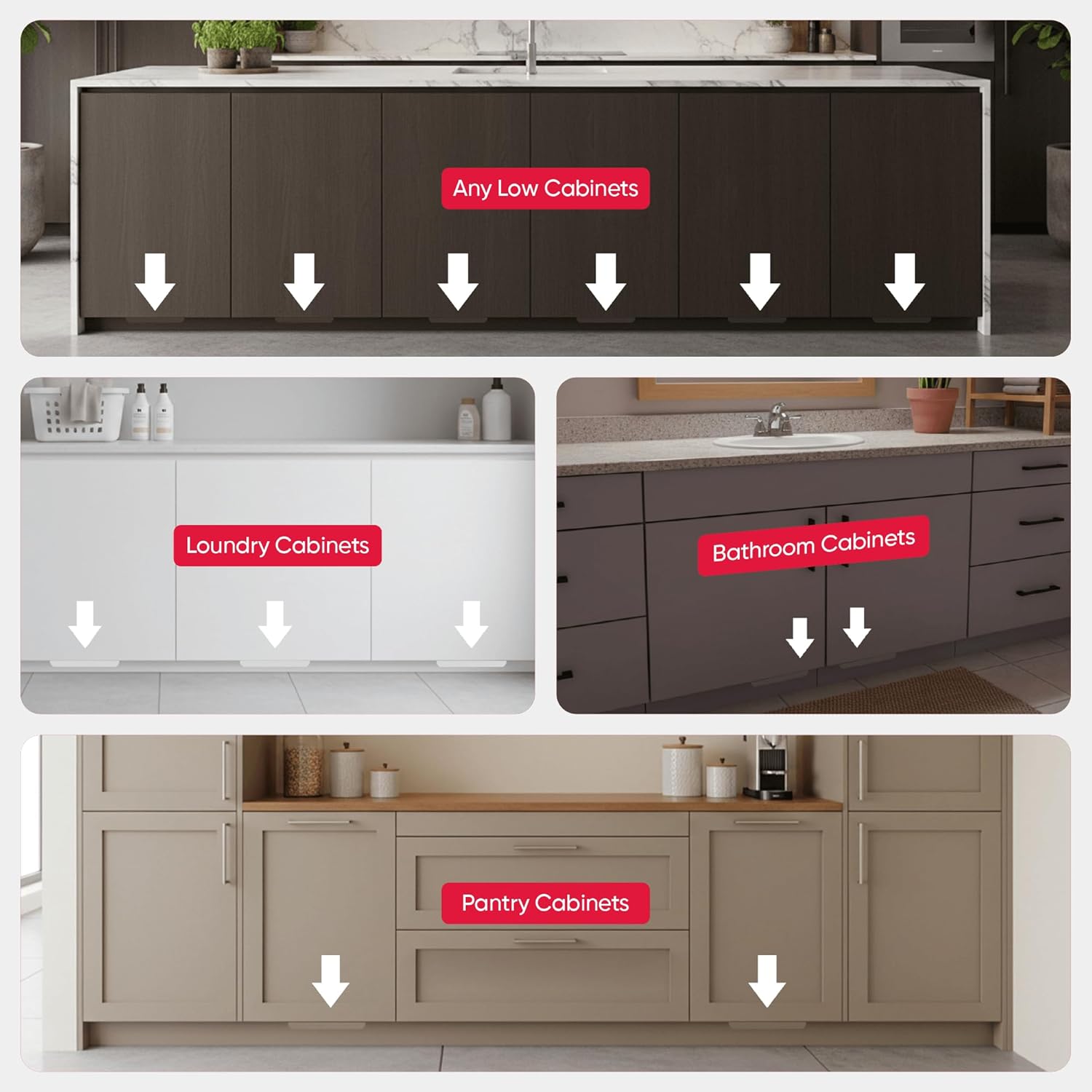 The Handless Handle – Hands-Free Garbage Drawer Foot Pull Handle, Touchless Opener for Drawers, Bins, & Cabinets (Gray, 1 Pack)