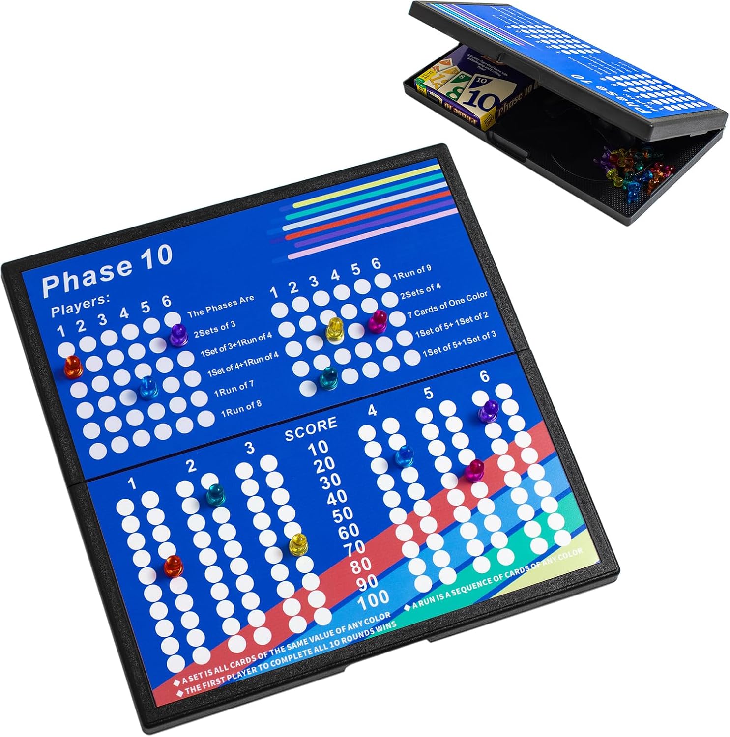 Phase 10 Score Board，Magnetic and Foldable Design for Phase 10 Card Game