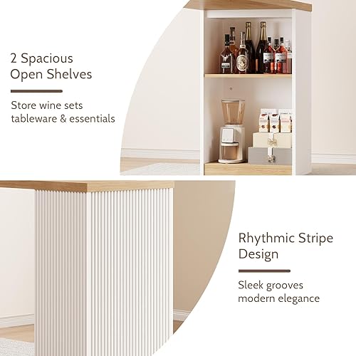 Miniatura 6 de Mesa de barra de altura de 55 pulgadas, moderna mesa de bar de cocina con estante de almacenamiento abierto, mesa de comedor de altura de mostrador