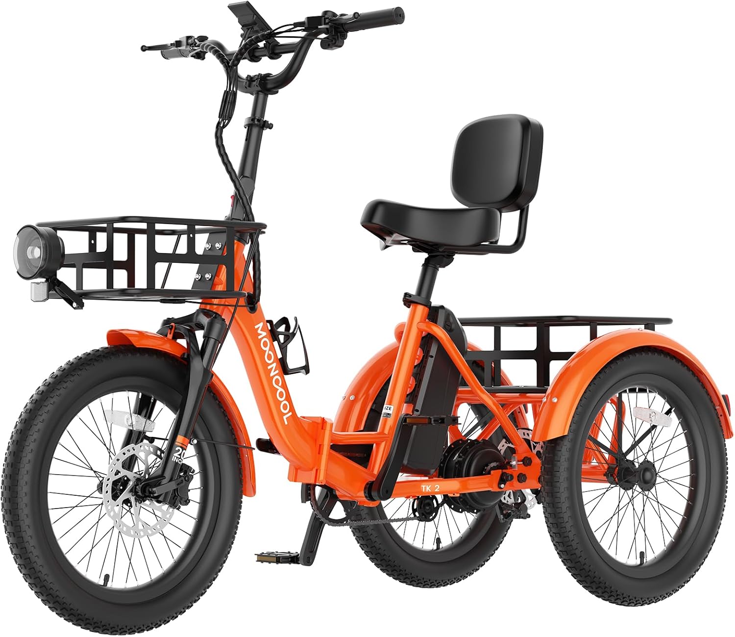 MOONCOOL Foldable Electric Tricycle for Adults, 20" Aluminum Etrike Fat Tire, Peak 1000W 48V 15Ah Rear Differential, Front Suspension, 15.5MPH, 450LBS Payload, 95% Pre-Assembled