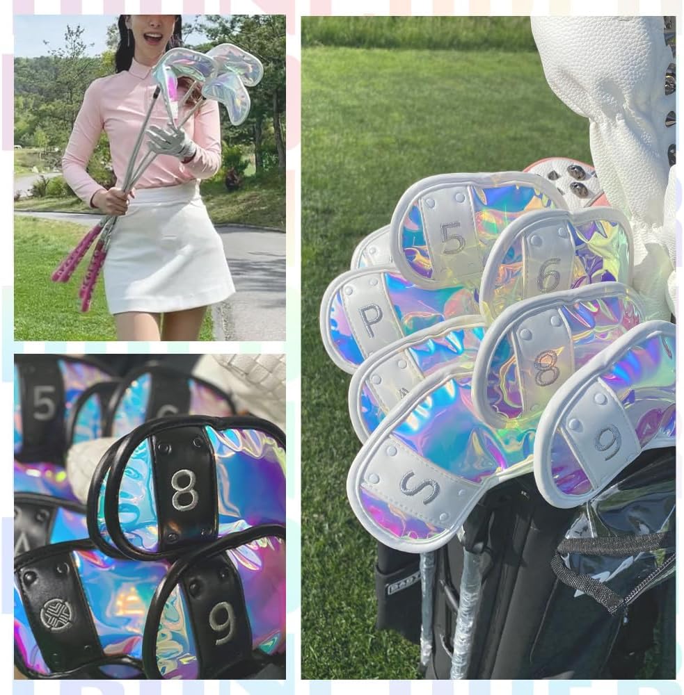 SKIN ホログラムアイアンカバー おしゃれ ゴルフ セット 軽量 耐久性 衝撃吸収 保護 華やか 【スタジオクラフトハックショーホッケーゴールキーパーマスクゴルフスクエアマレットパターカバーマグネット】 3D刺繍