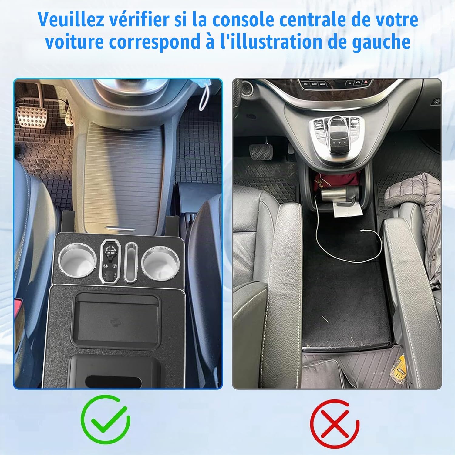 Armrest Box Storage Box with Wireless Charging, 7-Colour Ambient Light and 4 Brightness Levels, Suitable for Mercedes-Benz V-Class V220 V260 V250 V300 V300d W447 [EU Patent]
