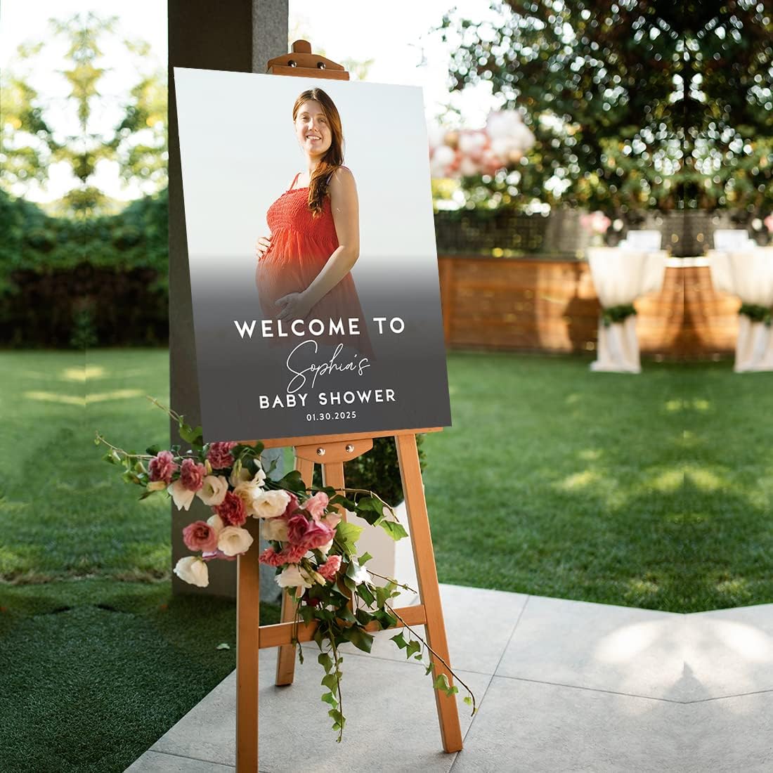 Andaz Press 16"x20" Personalized Canvas Baby Shower Welcome Sign, Custom Photo Rustic Gender Neutral Large Welcome Baby Shower Sign for Easel Stand, Baby Shower Decorations