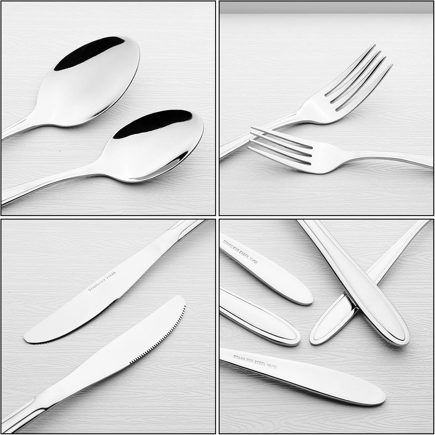 Hespama 60 Pieces Silverware Set Service for 12, Stainless Steel Kitchen Flatware