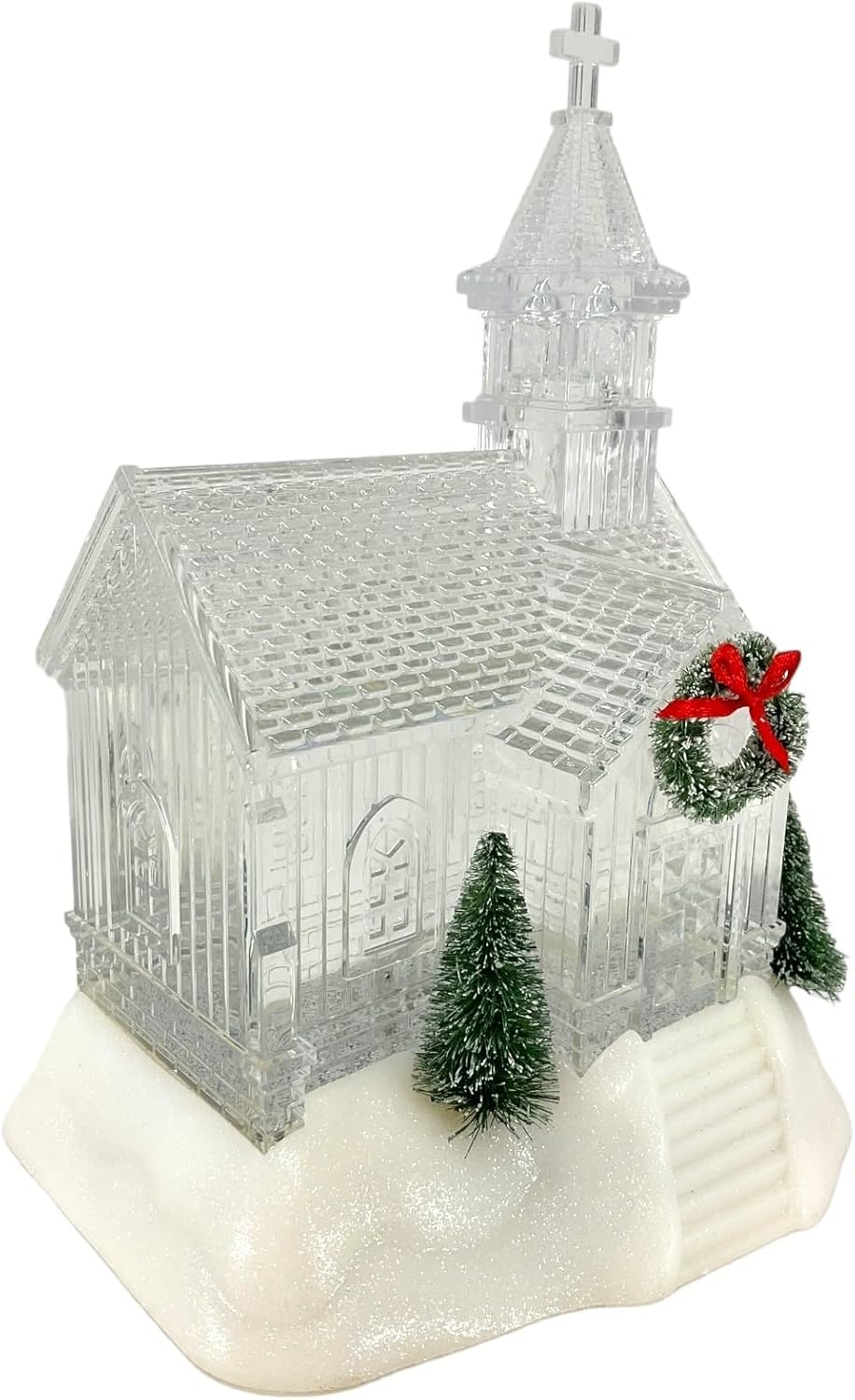Gerson 2660080 Battery Operated Lighted Holiday Spinning Water Globe Church, 9.25-inch Height