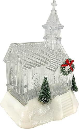 Vista 5 de Gerson 2660080 Iglesia de globo de agua giratoria con pilas, 9.25 pulgadas de altura