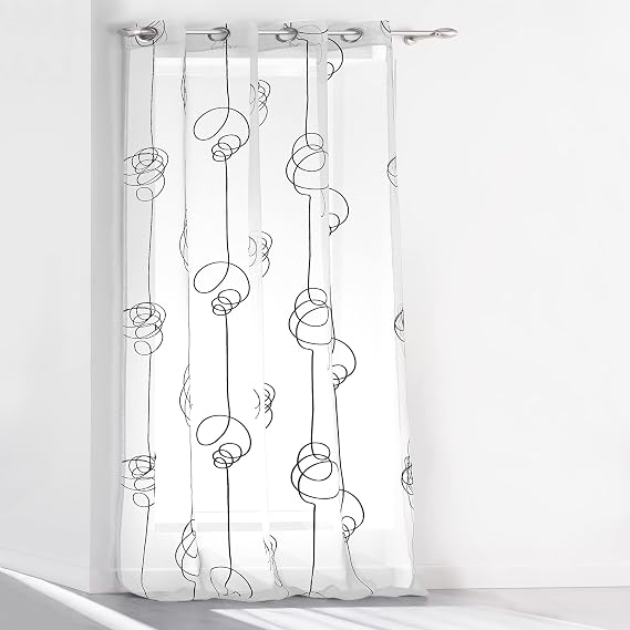 ESLIR - Tenda con occhielli, motivo rami, colore: Bianco, 80% viscosa, 20% poliestere., bianco, BxH 140x225cm