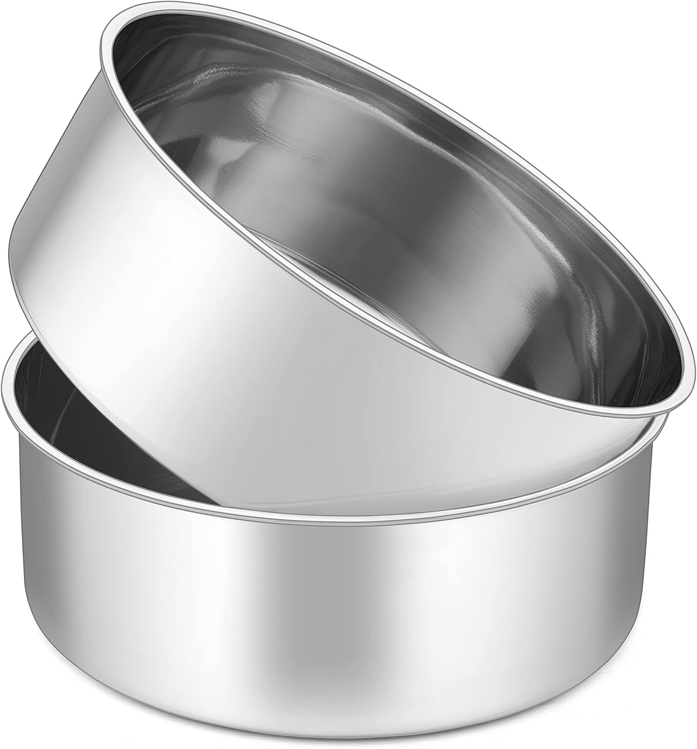 Herogo 8'' x 3'' Cake Pans Set of 2, Stainless Steel Deep 8
