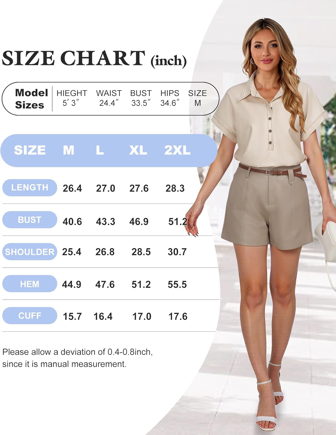 Bebonnie Women's Button Down Shirts Short Sleeve Dress Shirts Collared Work Office Blouses - Image 6