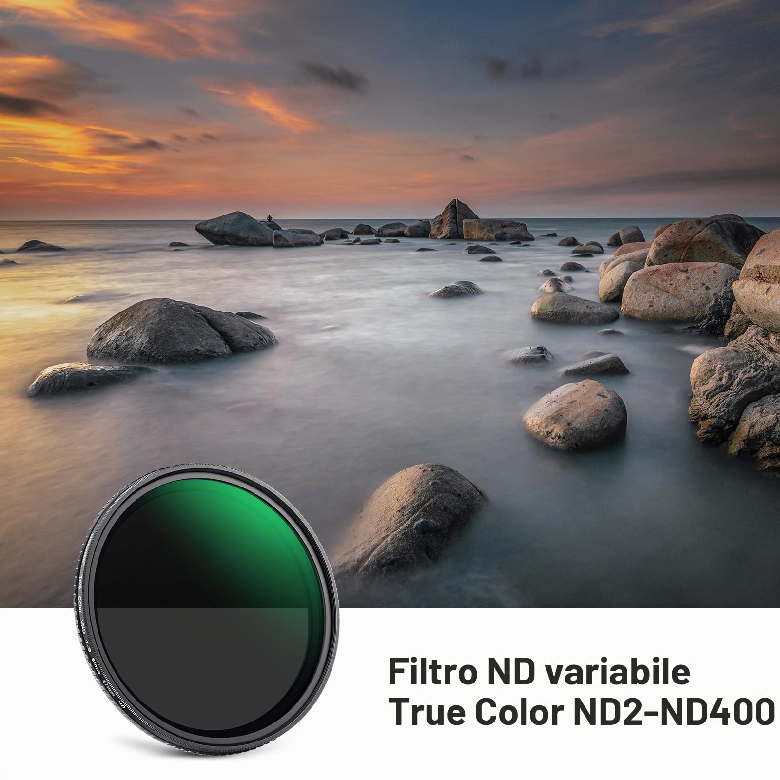 NEEWER Filtro True Color Variable ND2-ND400 da 67 mm, filtro VND a densità neutra regolabile con vetro ottico HD multi rivestito/telaio in alluminio/idrorepellente/resistente ai graffi