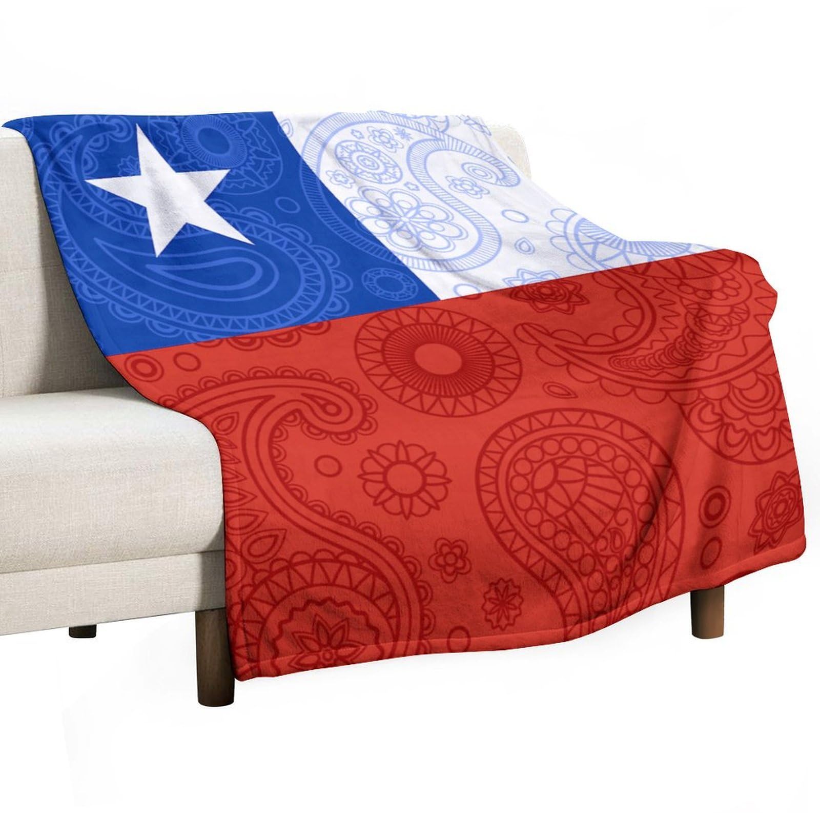 Cgsbngha Style Chilean Paisley Flag Flannel Fleece Blanket Lightweight Soft Throw Blankets For Sofa Couch Bed Chair
