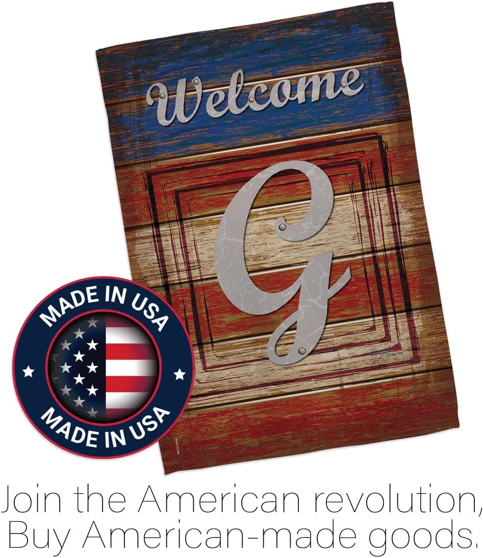 Breeze Decor G180111 Patriotic G Initial Americana Patriotic Impressions Decorative Vertical Garden Flag 13" x 18.5" Printed In USA Multi-Color