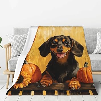 flannel blanket,happy puppies playing in autumn leaves,cute dog and hello autumn design,ultra-soft and cozy,perfect for fall snuggles and stress relief,Festival gifts for friends 60X80 Inch