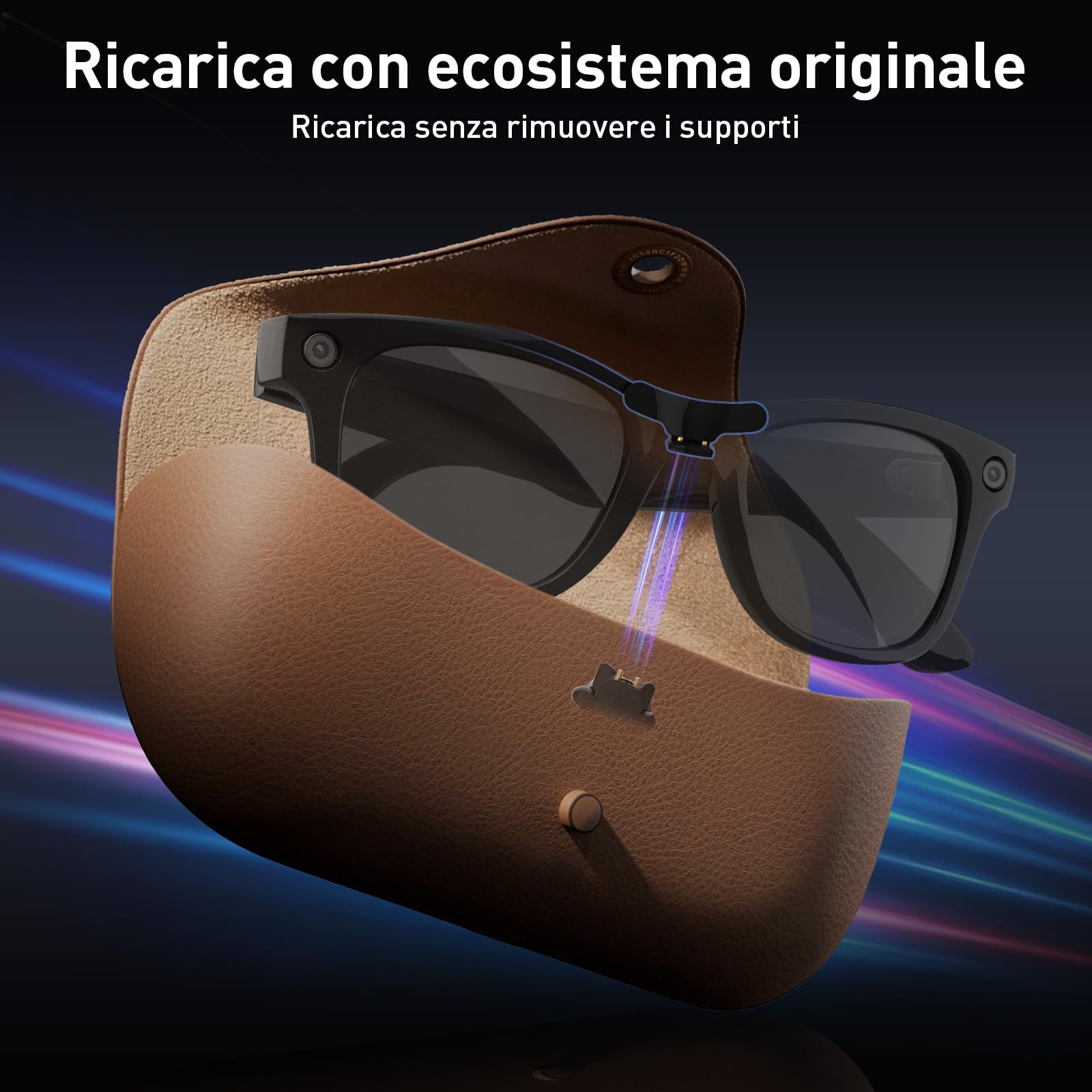 PRISMXR Carina C2 Batteria portatile per occhiali Rayban Meta, magnetica ultraleggera, caricabatterie portatile con autonomia estesa da 14 a 19 ore (per Wayfarer Regular)