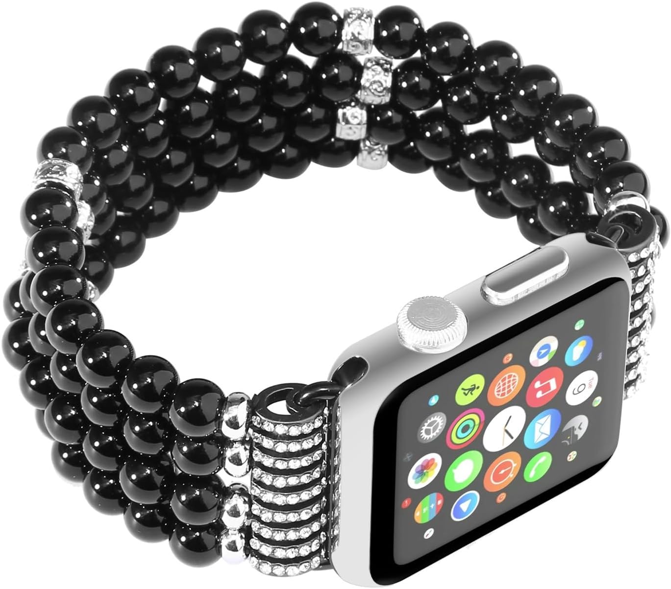 Pearl Beaded Stretch Bracelet Band for Apple Watch Series 9/8/7/6/5/4/3/2/1, SE, 38mm/40mm/41mm/42mm/44mm/45mm