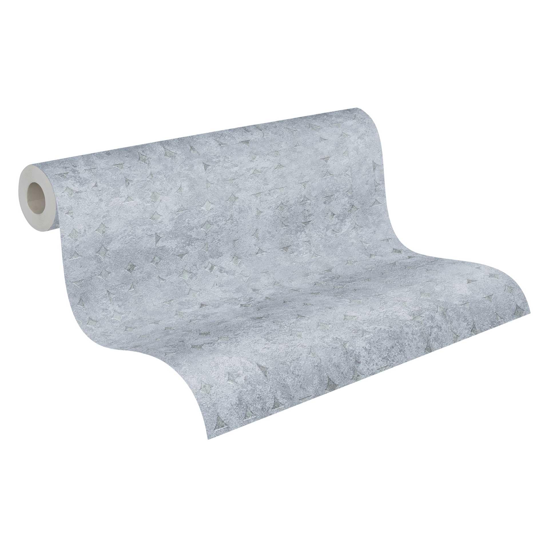 Papier peint intissé gris effet béton et losanges brillants
