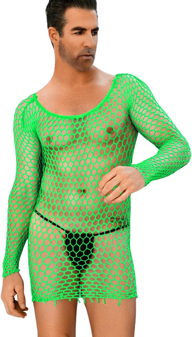 Sexy Lingerie for Men, Sheer Fishnet Top, Date Night