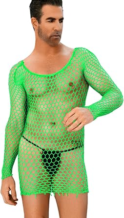 Sexy Lingerie for Men, Sheer Fishnet Top, Date Night