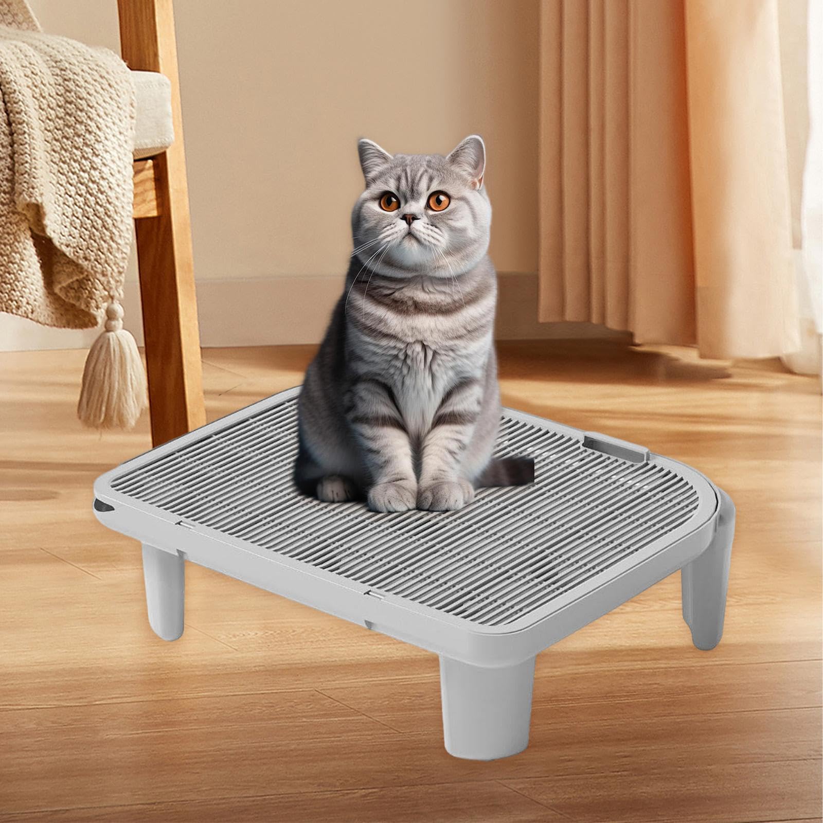 Tapis de Litière pour Chat, Tapis de Sol, Tapis Anti-griffures, Tapis de Protection pour Animaux, Lavable, pour Chambre et Salle de Bain, Gris