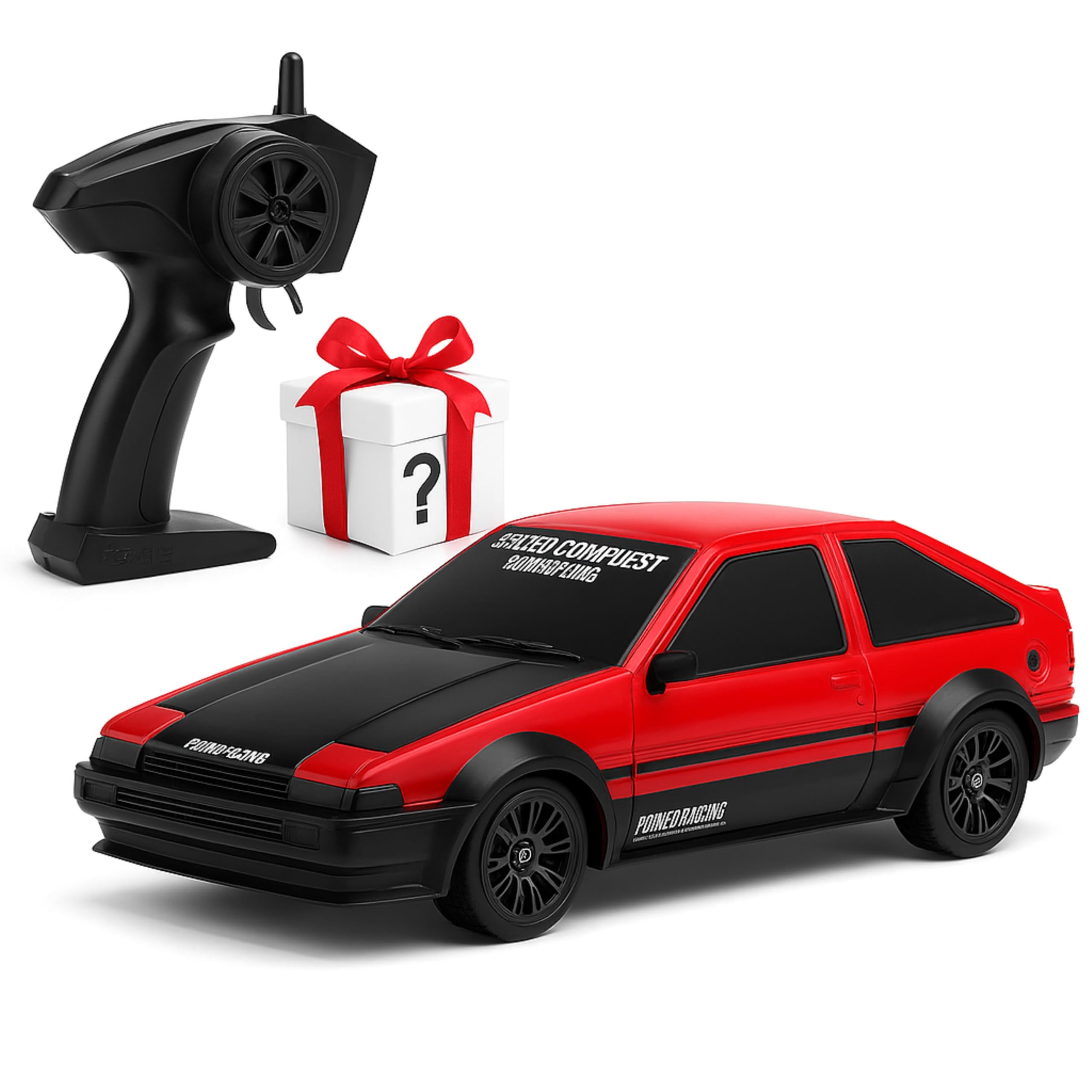 SCALICON Toyota AE86 Trueno RC Car – Red & Black Speed Contest