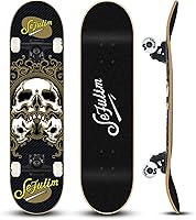 Sefulim 31x8 Inch Complete Trick Skateboard - 7-Ply Canadian Maple Double Kick Concave Deck for Beginners, Kids, Teens, Adults