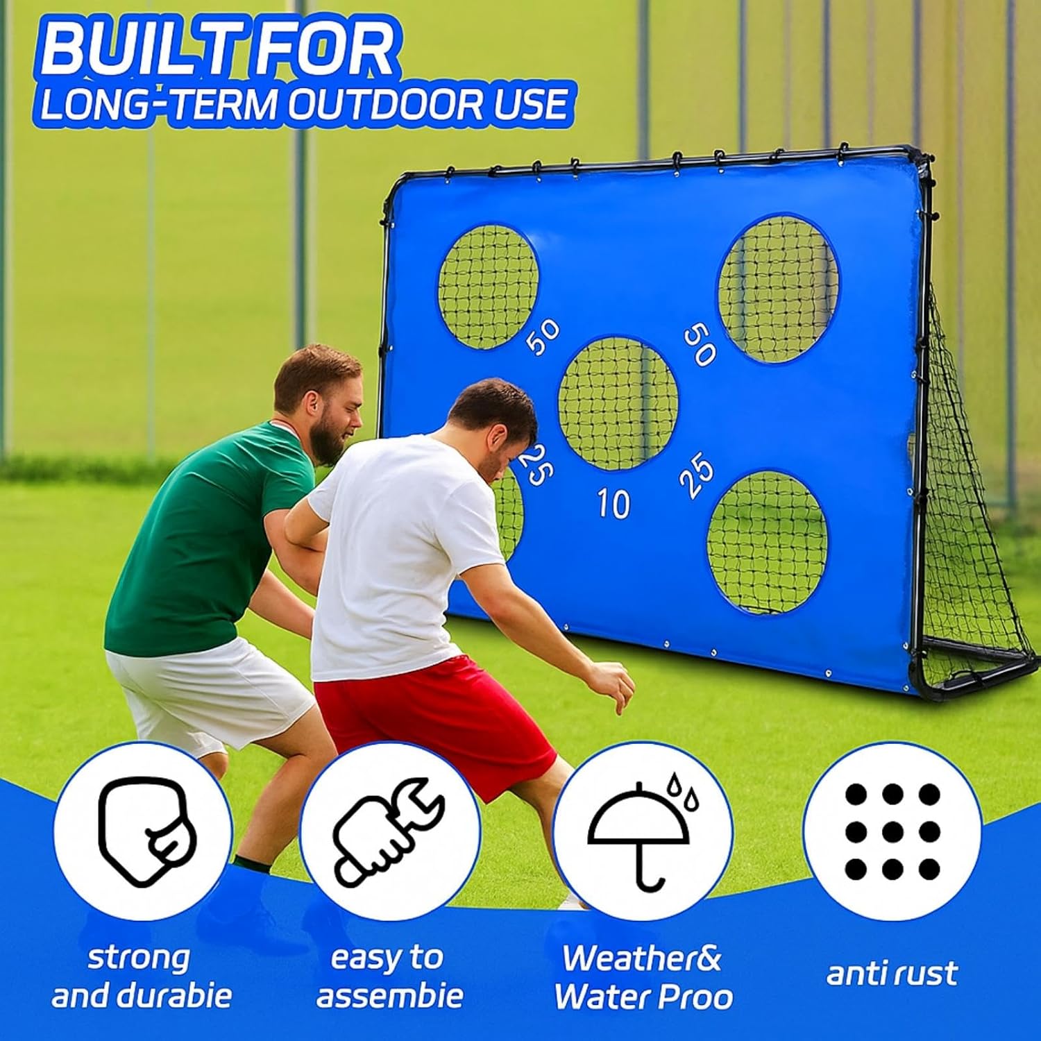 2 in 1 Soccer Goal Portable for Backyard Soccer Training Net Detachable Metal Target Goal Net with Ground Nails for Indoor Outdoor Sports