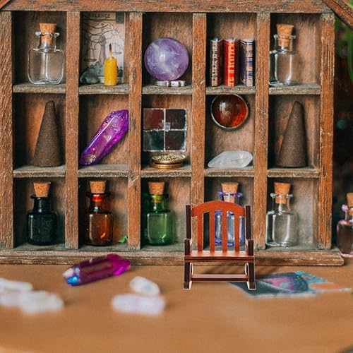 Miniatura 9 de NUOBESTY Mecedoras de casa de muñecas, sillas en miniatura de madera, muebles de casa de muñecas, decoración para casa de muñecas, accesorios de