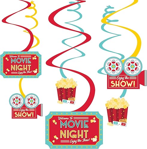 Miniatura 10 de Luxurious Awards - Decoraciones colgantes de remolinos nocturnos (5 y 7 pulgadas), paquete de 30 remolinos de plástico brillantes, negros, plateados