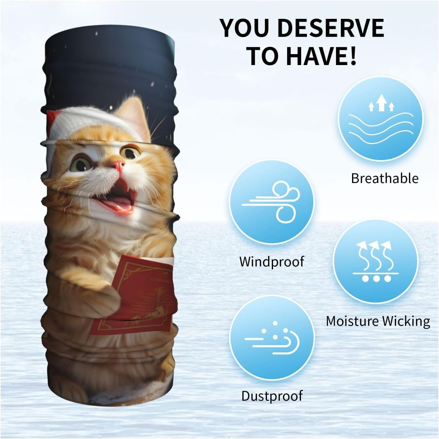 Cute Cat Sing Christmas Carols Neck Gaiter Summer UV Protection Cooling Face Mask Scarf Sun Hood Bandanas for Men Women Breathable Face Cover Cycling Neck Warmer Headwear Hiking Balaclavas