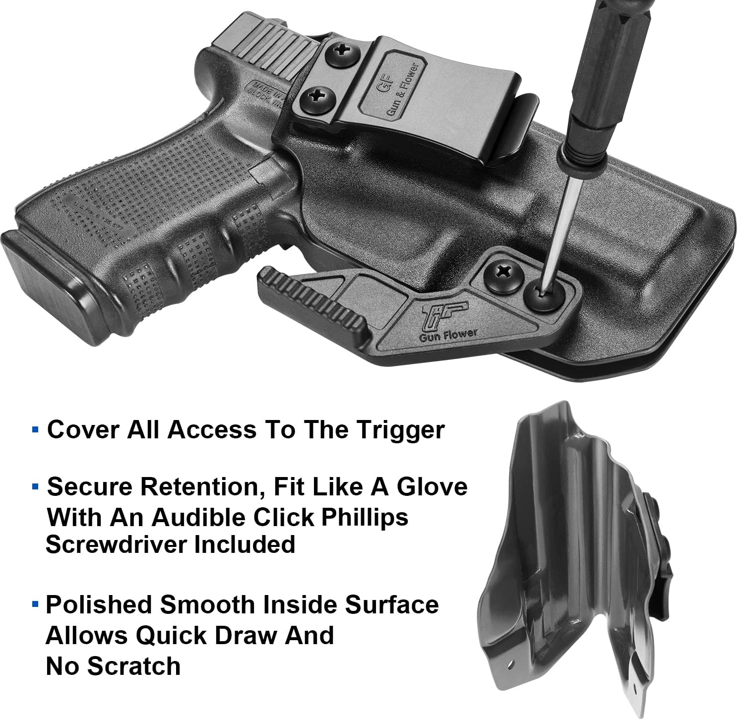 G19 Holster - Compatible with Glock 19 / 19X Gen 3 4 5 6 & Glock 23/32 Gen 3 4 & Glock 44/45 & MOS, Adj.Retention & Cant, 9mm Holster, Available in IWB/OWB & Right- /Left-Hand & Kydex & Polymer & Claw