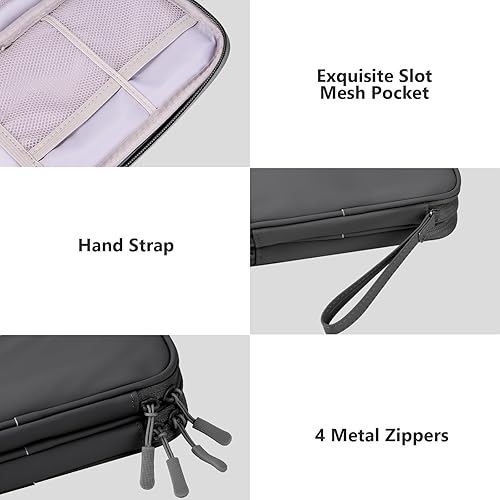 Miniatura 4 de DDgro Cables - Organizador de viaje para hombres y mujeres, para organizar y almacenar accesorios tecnológicos, cables electrónicos (negro, PU-M)