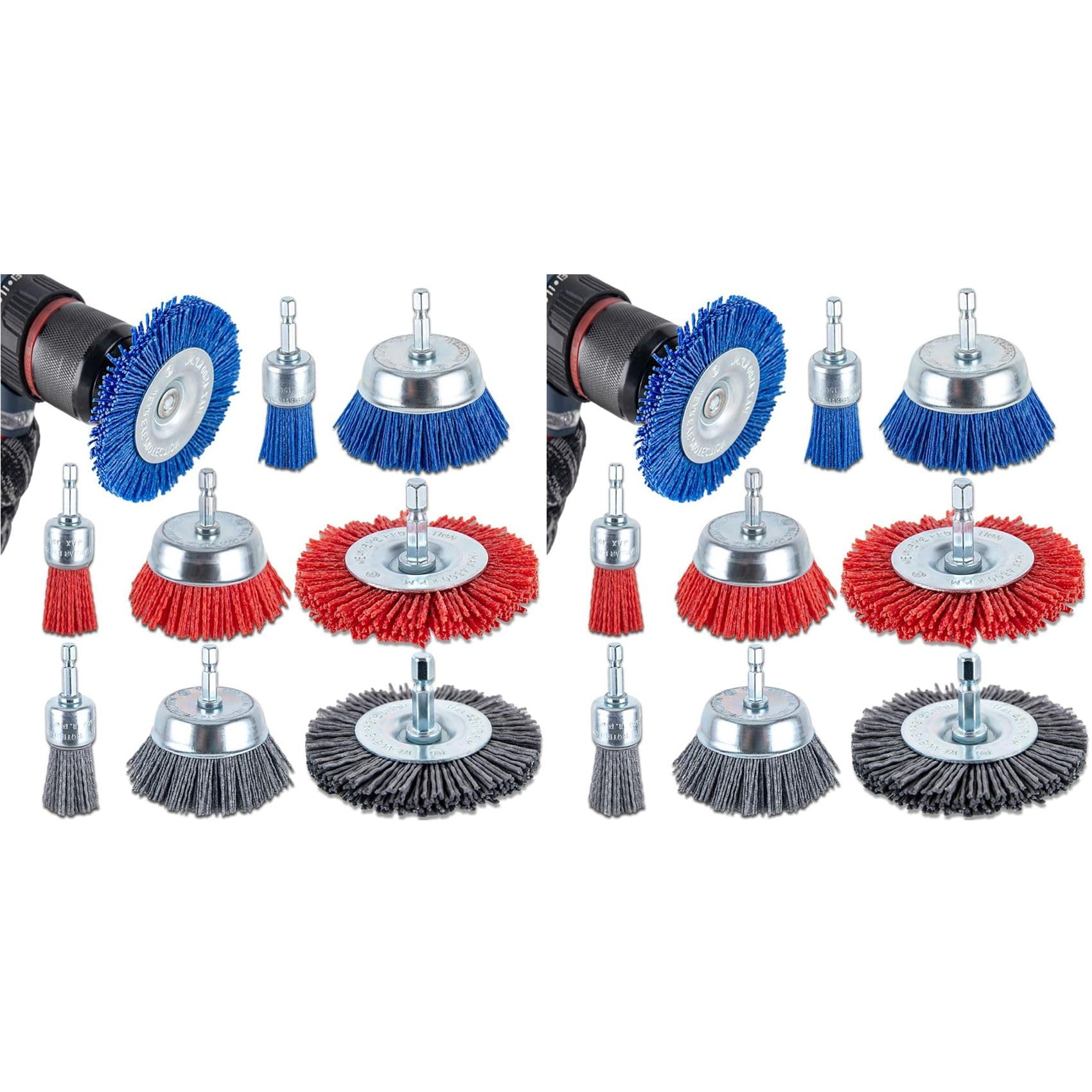 Jnchdghwa As Shown 2X Nylon Filament Brush-Abrasive Filament Nylon Wire Bristle Drill Wheel And Cup Brush Set,For Removal Of Rust