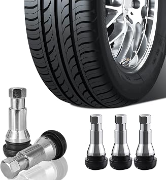 5pcs TR413 Chrome Rubber Valve Stem for 0.453 Inch Rim Holes | Universal Snap-in Tire Valve Stem Fit for Cars & Trucks Sliver