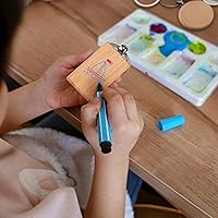 Vista 4 de Yangbaga 100 piezas de rebanadas de madera natural, llavero de madera en blanco sin terminar para grabado láser, manualidades de Navidad, círculos