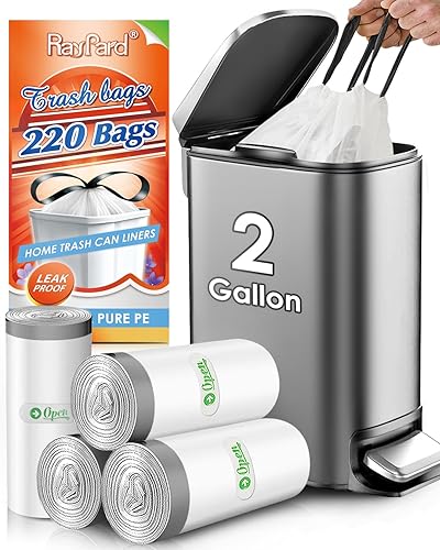 Miniatura 8 de Bolsas de basura de 1 galón (3-4 litros), 100 bolsas de basura pequeñas con cordón, bolsas de basura pequeñas para el hogar, oficina, baño,