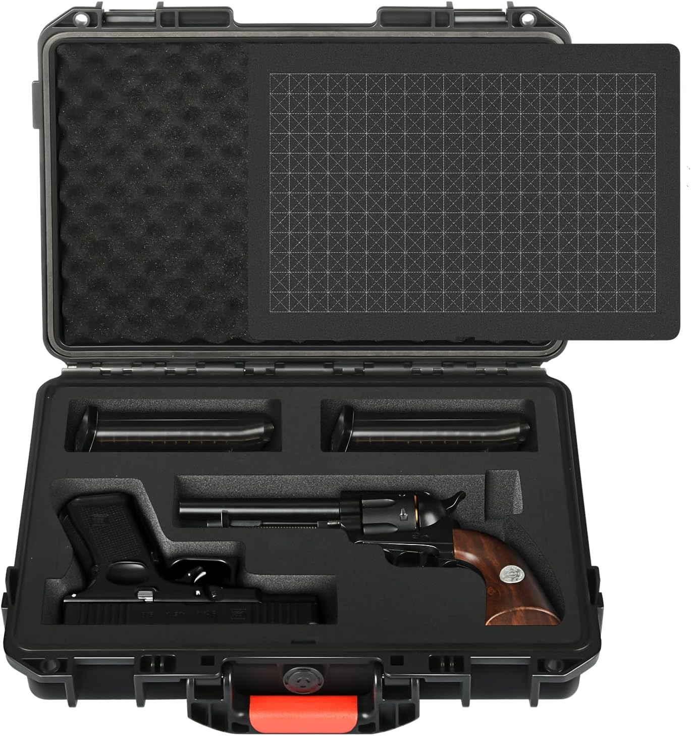 Gun Case TSA Approved Pistol Case Hard Shell Waterproof with DIY Customizable Pre-cut Foam Insert - Travel Gun Case for Gun Case 9mm
