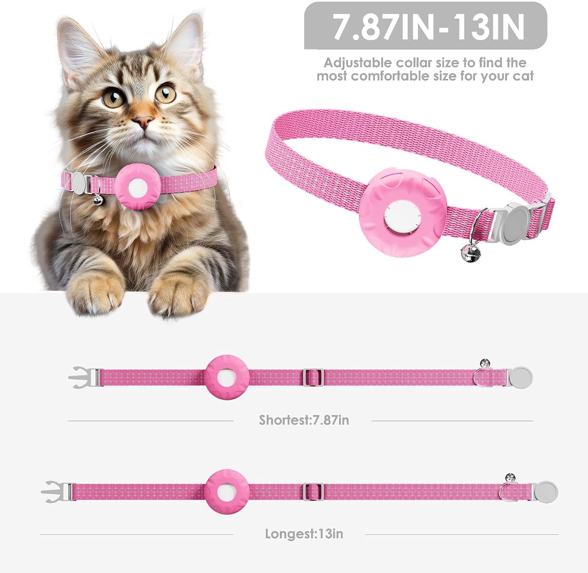 Cat Tracker, GPS Tracker Compatible with Apple Find My App(Only iOS), Cat Tracker Collar with Bell and Safety view 4