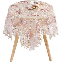 KnSam Yuvarlak Masa  rt s  Beyaz G l,  i ekli Masa  rt leri Polyester, 200
