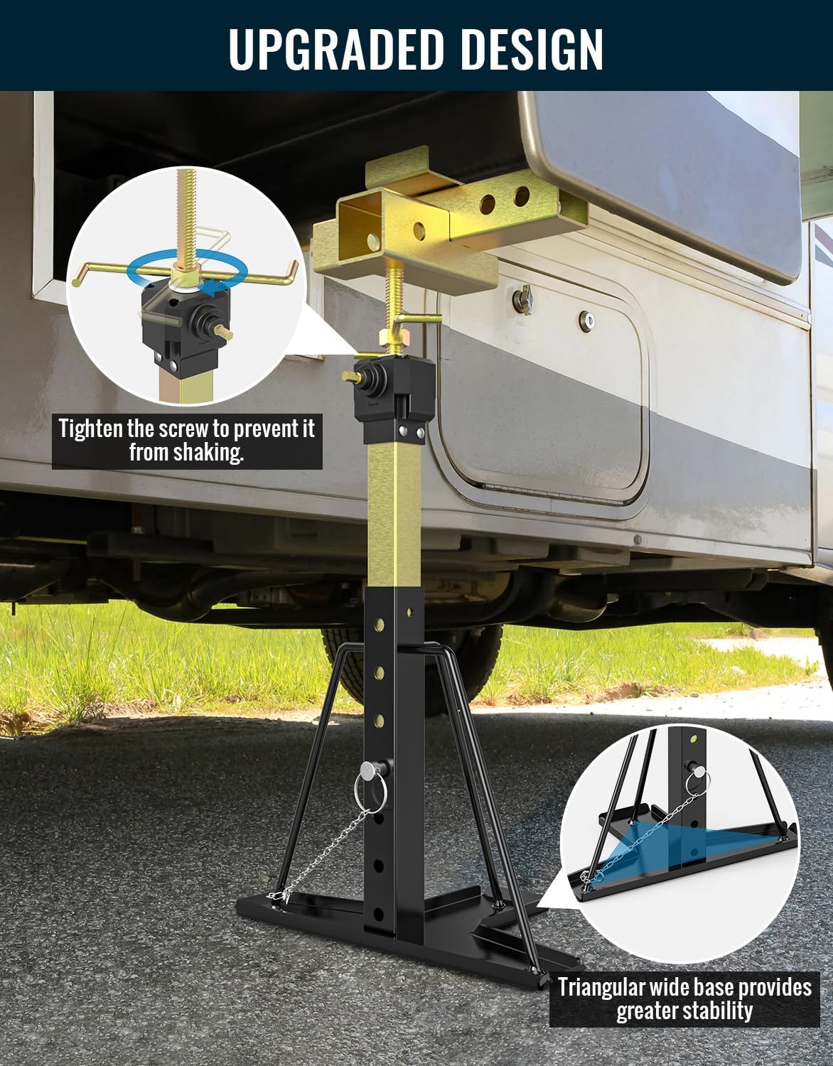 New Upgraded Triple Multi-Purpose RV Slide Out Support Jack & RV Trailer Stabilizer Jack & Hitch Mount Stabilizer [Allow Drill], 19.68" to 39.44" Adjustable, Supports Up to 5,000 lbs (1 Pcs)